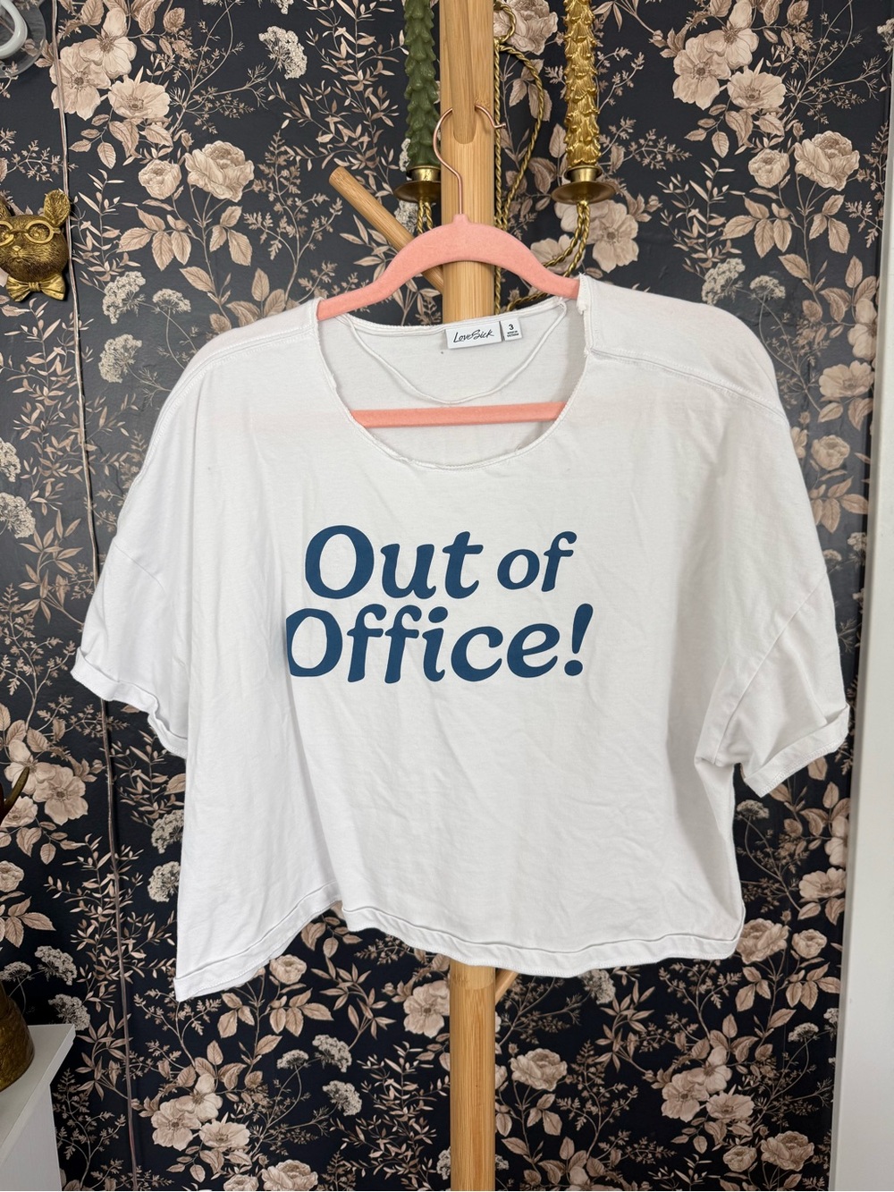 Torrid LoveSick White "Out of Office!" Casual Crop Tee